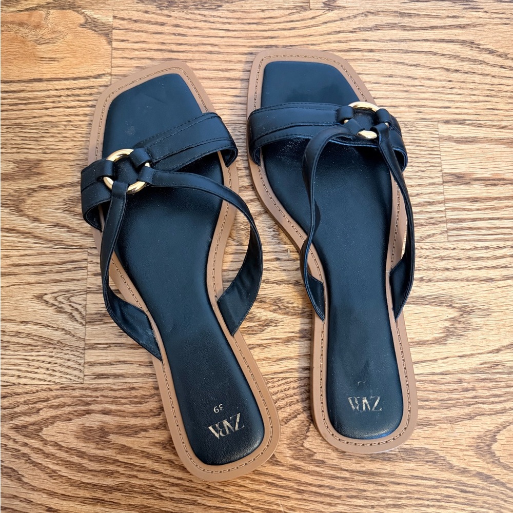 Zara Black and Tan Women's Sandals